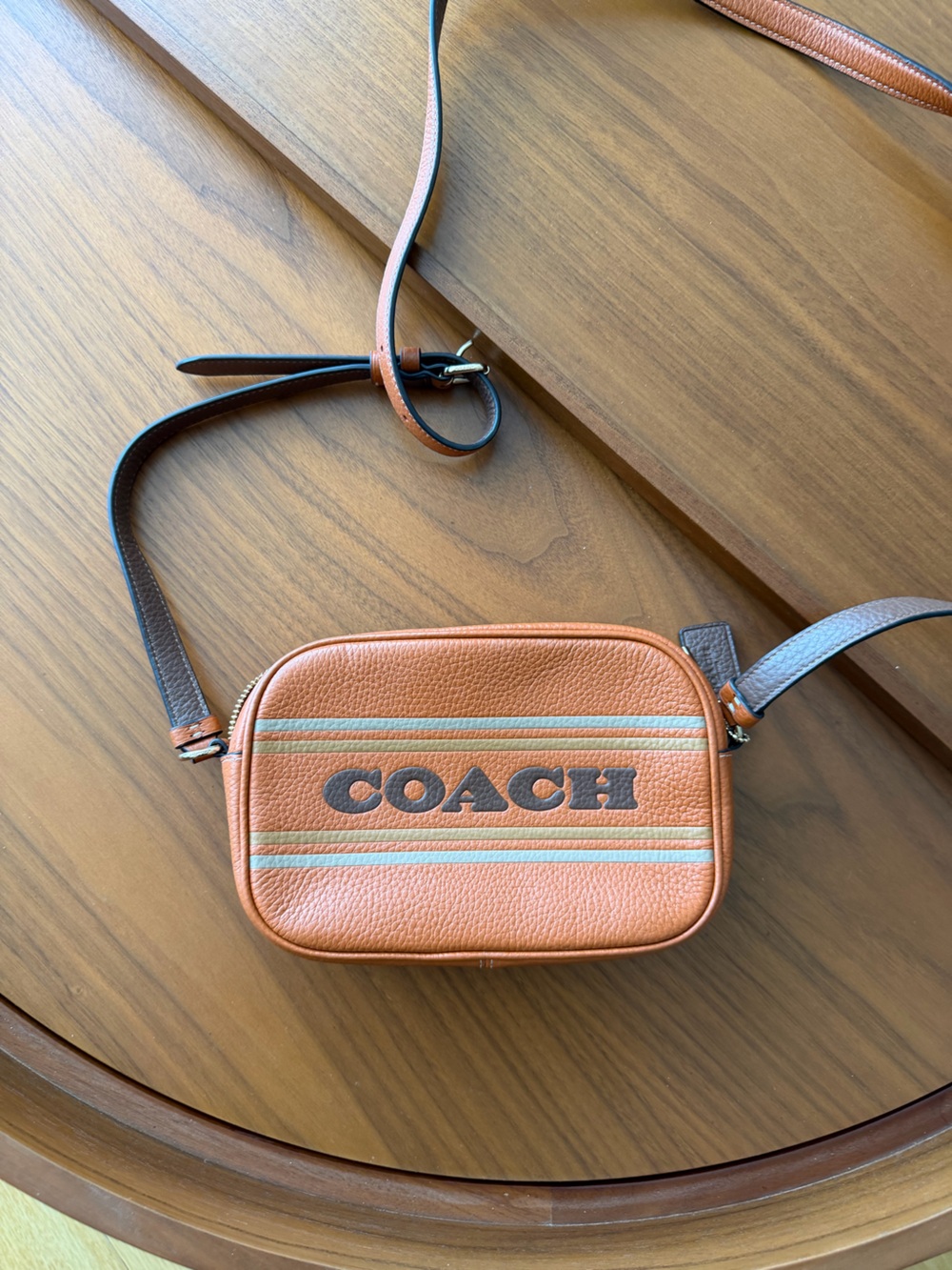 Coach Tan Leather Crossbody with Striped Logo - Picture 2 of 5